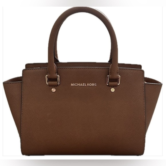 Michael Kors Handbags - Michael Kors Selma Saffiano Leather Medium Satchel in Cognac